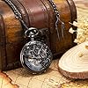 ManChDa Vintage Pocket Watch with Chain Classic Skeleton Dream Dragon Burlywood Fob Watch for Men Women & Gift Box (5.Black with Blue) #3