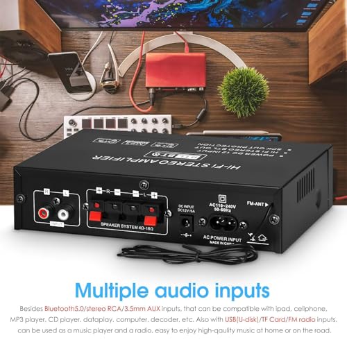 Amplificateur audio 2 canaux avec télécommande pour maison et voiture