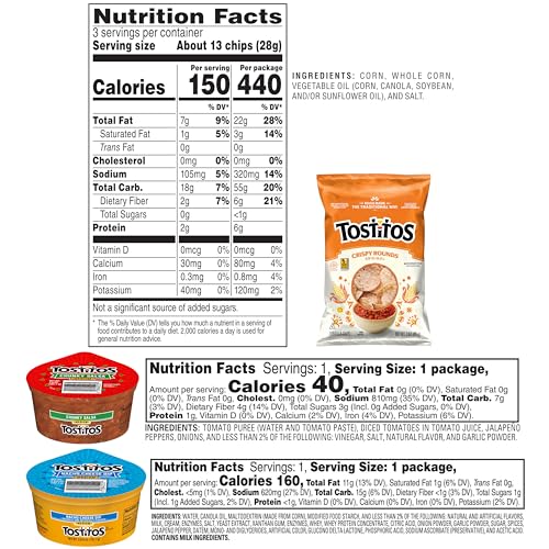 Image of Tostitos Tortilla Chips Chip and Dip Pack, 3 Oz Crispy Rounds and 3.8 Oz Medium Dip, 1 Set