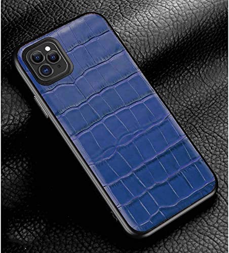 Housse de protection antichoc iPhone 11 Pro Max KANUZ en cuir crocodile bleu