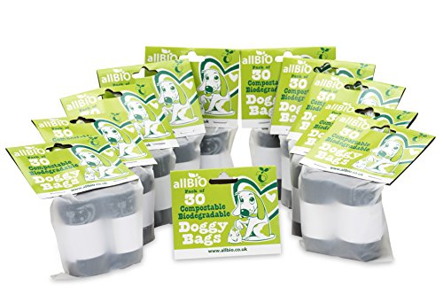 allBIO Dog Poop Bags/Dog Poo Bag/Dog Waste Bags/Doggy Bags - 100% Biodegradable & Compostable - 300 Bags