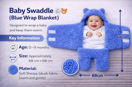 Image of BRANDONN Baby Blanket Newborn Combo Gift Pack of Swaddle Wrapper, 0-9 Months, Length 68 cm x Width 68 cm, Pack of 2 Pcs.