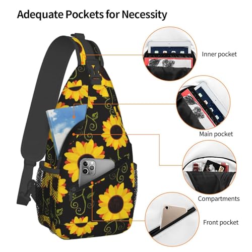 Floral Sunflower Stylish Men'S Messenger Bag - Durable Polyester, Huge Capacity & Adjustable Strap4