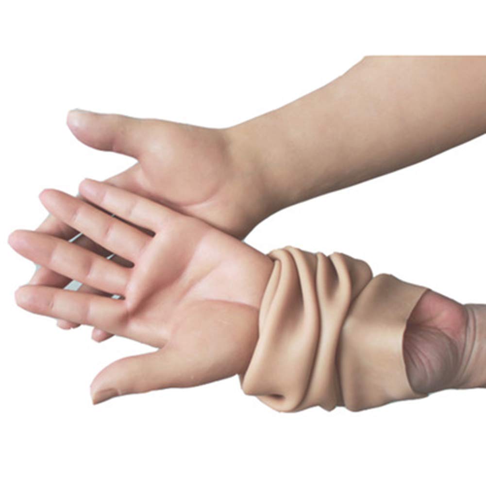 XSWLCrossdressing Silicone Female Glove Full Length Smooth Realistic Skin Cross-dress for Transvestite Cosplay Performance Props 1 Pair