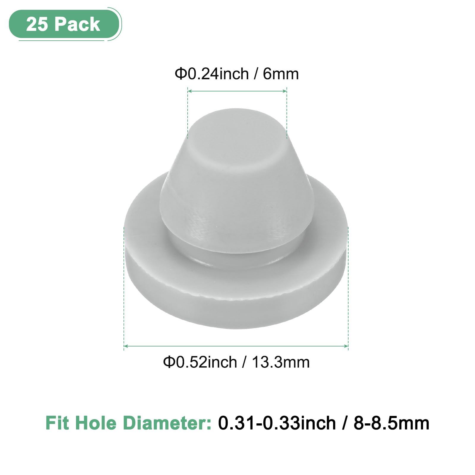 M METERXITY 25-Pack Silicone Hole Plugs, Snap in Locking Hole Plugs for 8-8.5mm Hole - Image 3