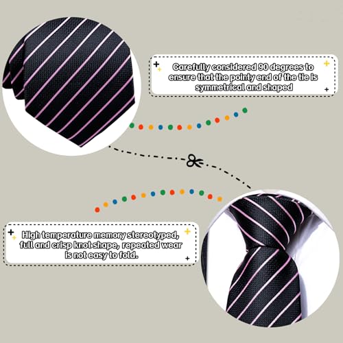 Image of Barry.Wang Man Stripe Ties Set Silk Woven Pocket Square Necktie Cufflinks Formal Party Business