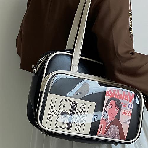 Funky Shoulder Underarm Bag For Women,JK Messenger Crossbody Bag With Display, Lolita ITA Handbag with Heart Shaped Zipper2