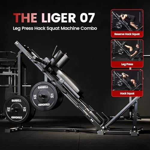 Image of GMWD Leg Press Hack Squat Machine Combo, Leg Exercise Machine with Linear Bearing, 45-Degree Lower Body Special with Weight Storage for Quads, Hamstring, Glutes, Calves, Home Gym Leg Day Equipment