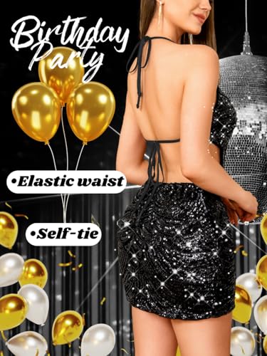 Image of ShawGobow Sequin Dress for Women,Glitter Sparkly Backless Bodycon Mini Dresses,Sexy Concert Outfits Prom Homecoming