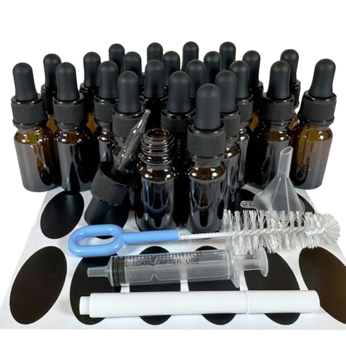 PIPIBA (24個入り) 10mlスポイトボトル ガラス製遮光瓶 アロマオイル瓶 エッセンシャルオイルボトル ピペットボトル ドロッパーボトル 香水瓶 (茶色)