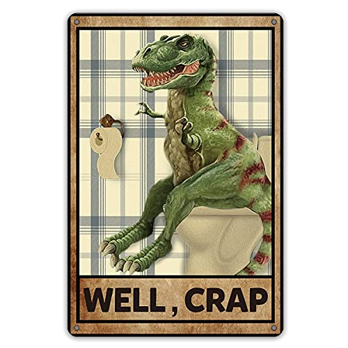 Qiongqi T-Rex Retro-Blechschild Badezimmer 20,3x30,5 cm