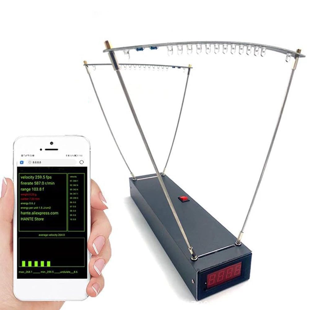 Hancaner Velocimetry Geschwindigkeitsmessgerät Pro mit Baldachin und WiFi 30–9999fps,hochpräziser Geschwindigkeitsmesser in WiFi-Version, unterstützt 20 Datenspeichersätze