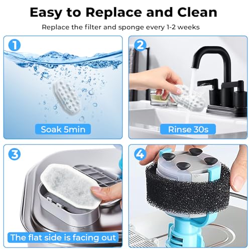 Filtros para fuente de agua para gatos 8 unidades con esponjas pre-filtro 8 unidades miniatura 5
