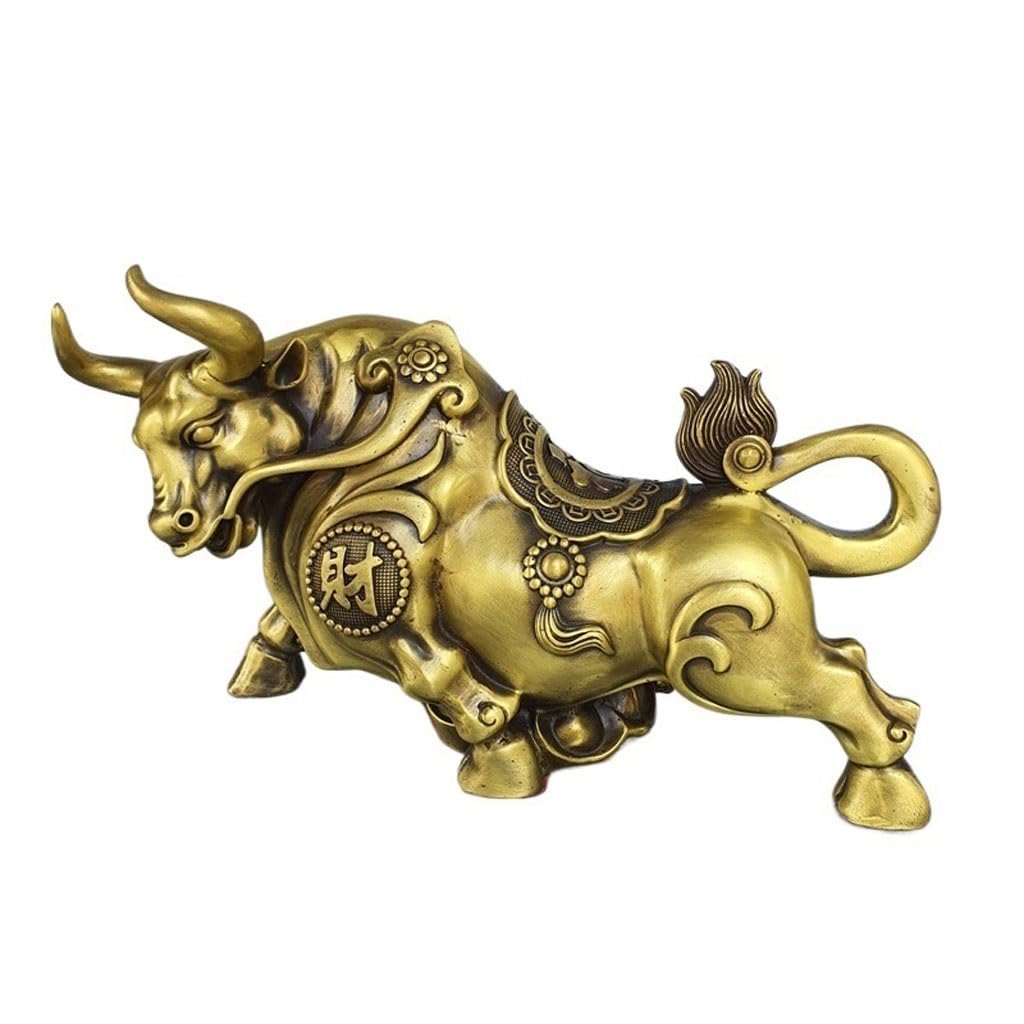 IUokLU Statue Feng Shui Wealth Sculpture Brass Cow Ornaments Home Coffee Table Crafts Bogushe Decorative Ornaments Brass Figurine