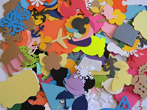 500 piece grab bag lot of shapes die cuts - confetti party school decor card making collage scrapbooking.