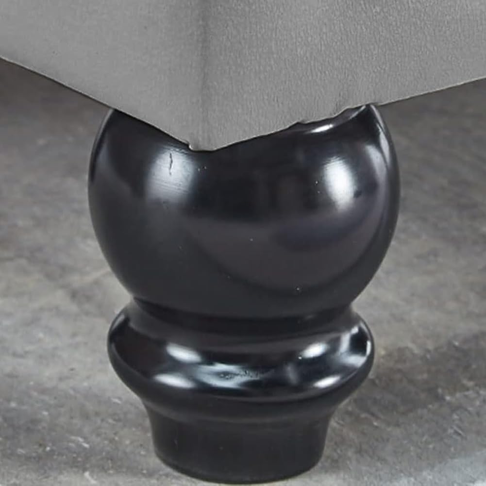 Shally Dogan Pouf de Rangement avec revêtement en Simili Cuir, Repose-Pieds pour Chambre à Coucher, Banc, Tabouret de Salon, canapé avec Structure et Pieds en Bois (Gris Clair)