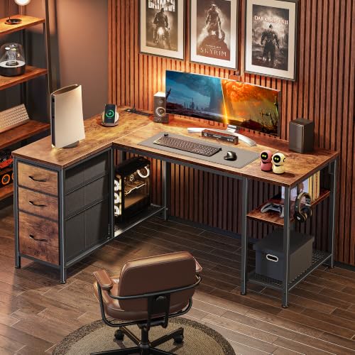 PRAISUN 47.2'' L Shaped Office Desk with Power Outlets and 3 Drawers - image 9