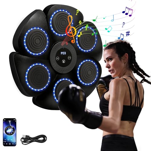 Pugilato Muro Musica, Macchina Da Pugilato Musicale Adulto, Music Boxing Machine, Macchina Boxe Musicale Adulto, Boxing Training A Parete per Allenamento Domestico (Nero: I guanti non sono inclusi)