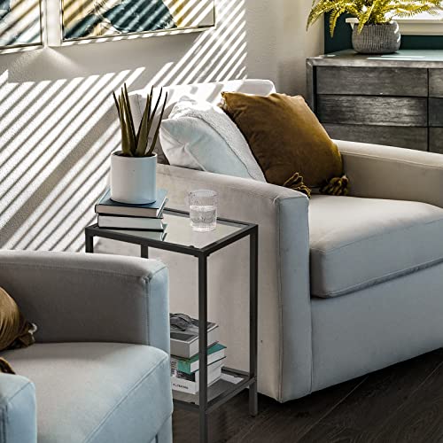 Image of HOMSHO Side Tables Set of 2 with Tempered Glass, Slim End Tables