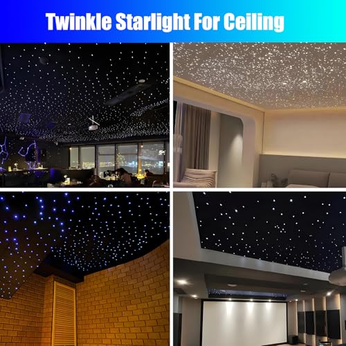 Image of 16W Car Home Starlight Headliner Kit, Twinkle & Sound Activate RGBW Fiber Optic Lights with APP & Remote Control, Star Lights for Ceiling Decoration, 550 pcs 13.1ft