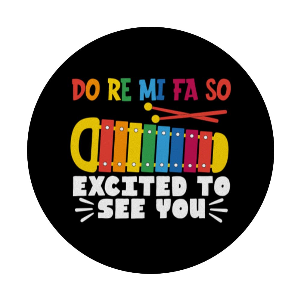 Music Teacher Do Re Mi Fa So Excited See You Back to School PopSockets Swappable PopGrip, Black - Image 3