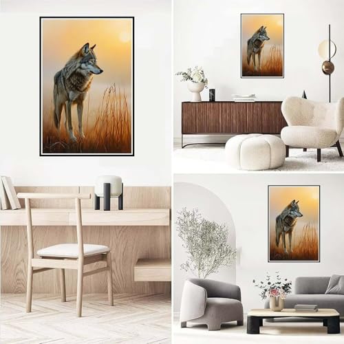 Peinture diamant loup de prairie 5D avec kit complet de diamond painting adulte enfant 40x50cm