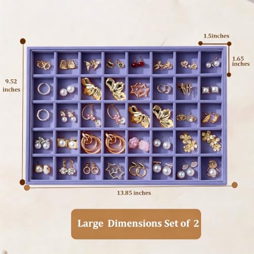 Image of Large Velvet Jewelry Tray Display Drawer Inserts 2 Pack