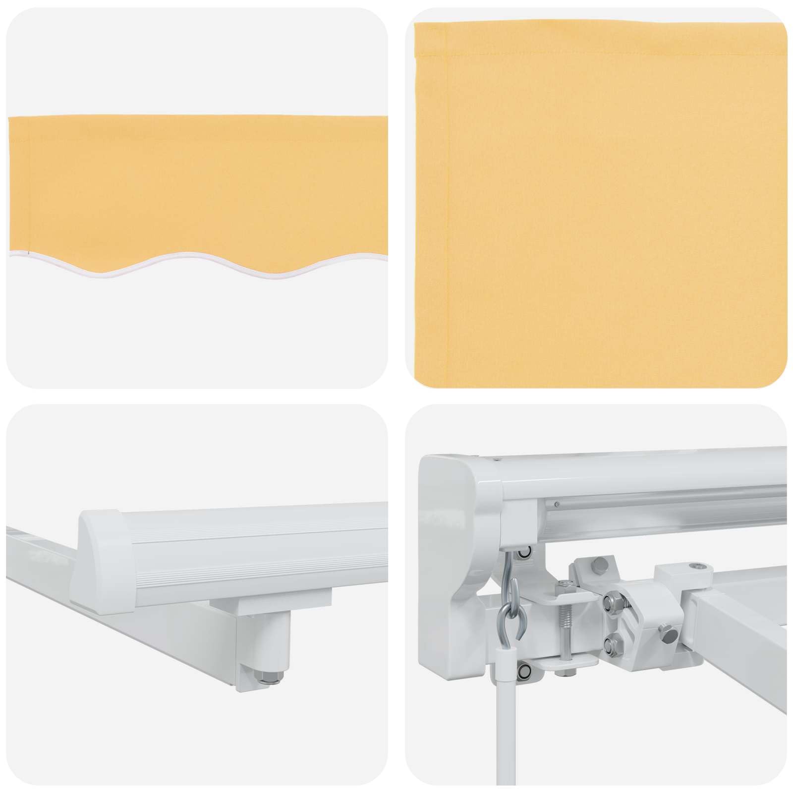 Tenda da Sole Manuale con LED, Alluminio, Sabbia, 4.5 x 3.5 m