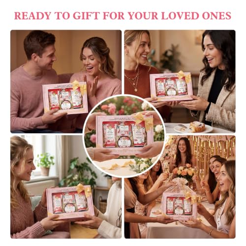 BODY & EARTH # LOVE Hand Cream Gifts Set for Women, 4PCS Wild Rose Bath and Body Gift Set with Hand Cream, Body Lotion, Body Scrub, Soap, Self Care Kit Spa Gifts for Women Christmas Gift for Her - Image 4