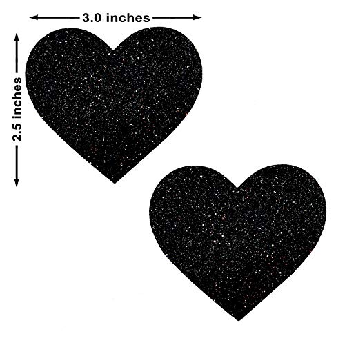 Neva Nude Black Malice Glitter I Heart U Nipztix Pasties Nipple Covers For Festivals, Raves, Parties, Lingerie And More, Medical Grade Adhesive, Waterproof And Sweatproof, Made In Usa #TOP3