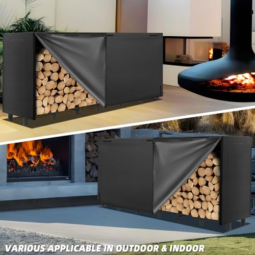 DNKMOR 8FT Firewood Rack with Waterproof Cover,Heavy Duty Firewood Storage Log Holder for Outdoor&Indoor,Fireplace Wood Rack with 600D Oxford Fabric by DNKMOR - Image 6