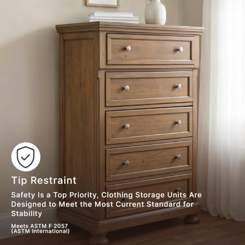 Image of Signature Design by Ashley Glarrison Wood 5 Drawer Tall Chest of Drawers
