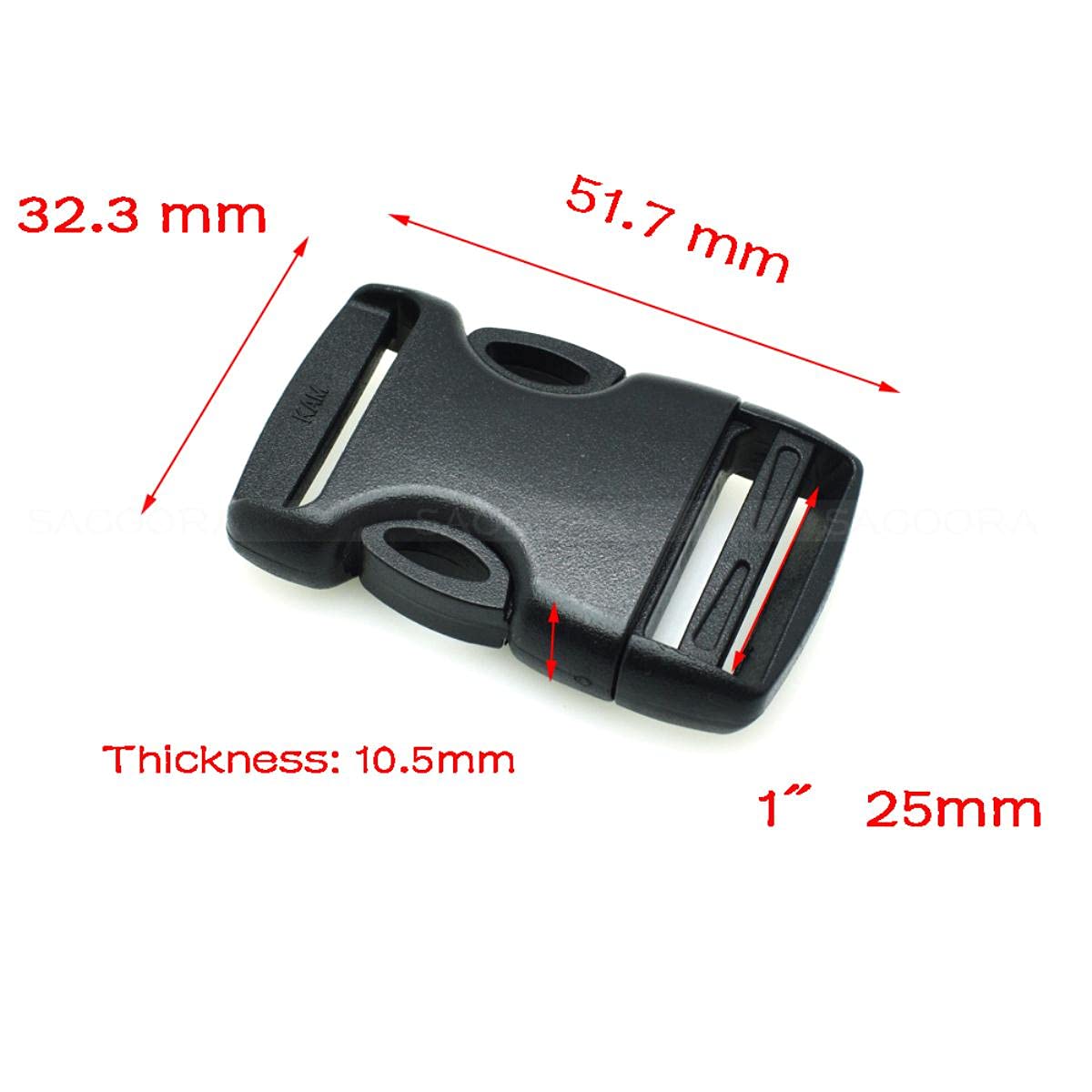 20 mm 25 mm 32 mm 38 mm 50 mm Hebilla de plástico negro arqueado y hebilla de separación interior para correas de mochila Mochila deportiva al aire libre-100 piezas, tamaño de las correas 32 mm