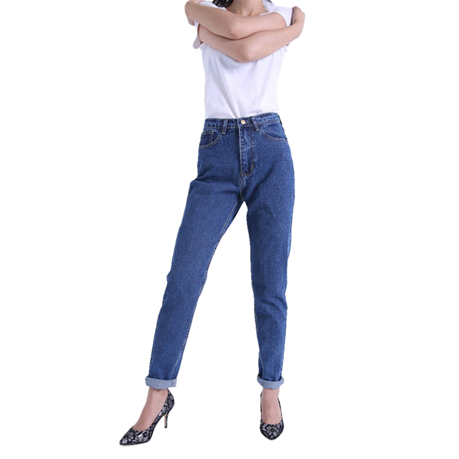 UKKO Jeans da Donna Pantaloni Harem Vintage Vita Alta Jeans Donna Fidanzati Mom Jeans Integrale