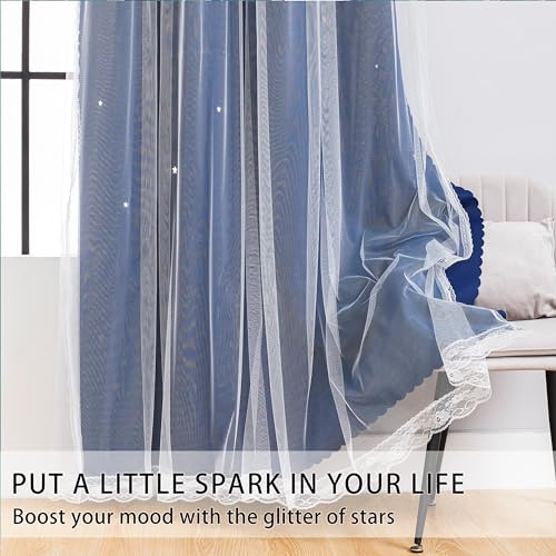 Image of XiDi Black Out Curtains for Bedroom, Double Layer Unicorn Curtains for Kids Room, Girls Bedroom, Living Room - 84 Inches Long 2 Panel