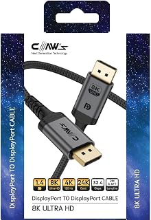 Claw's 8K UHD DisplayPort v1.4 32.4 Gbps / 24K Gold/Alüminyum Gövdeli 8K 60Hz-4K 120Hz-2K 240HZ-FHD 240Hz Destekli G-Sync & FreeSync 2 Metre Premium DisplayPort Kablo (C-DPP-B1)