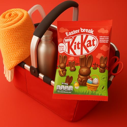 Image of KitKat Easter Bunny Milk Chocolate Bag 55g By Cougar | 5x Chocolate Bunny Shapes with Crispy Wafer Filling | Perfect for Egg Hunts, Easter Gifting, Kids Treats & Party Sharing | Fun Festive Chocolate Packe - (Imported-UK)