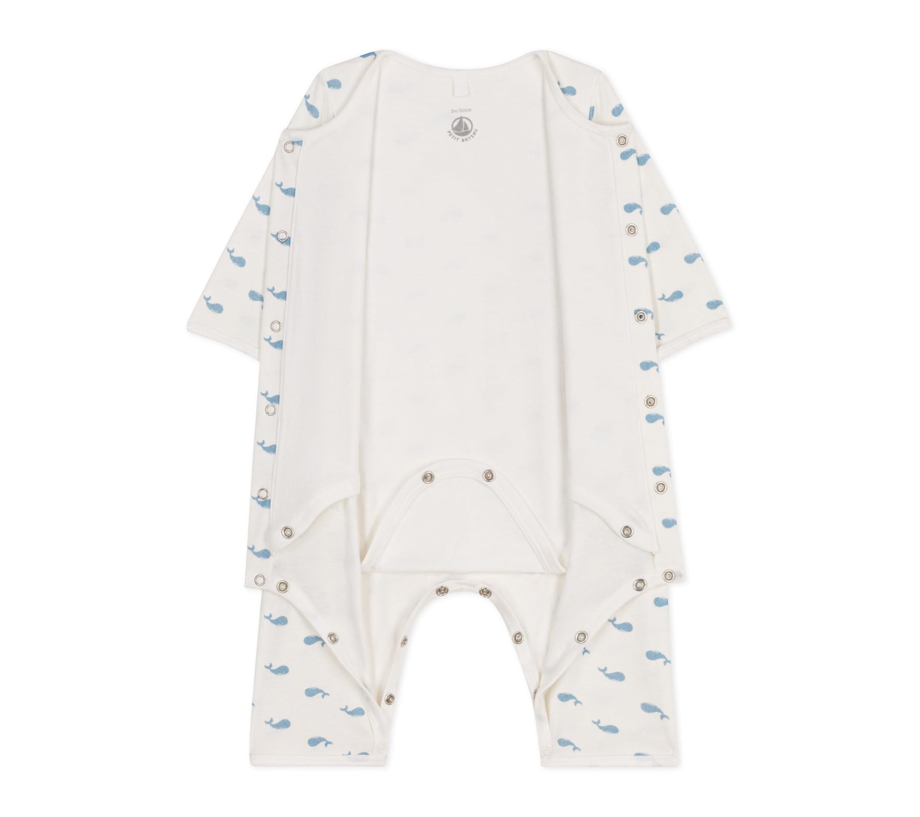 Petit Bateau Bodyjama bébé sans Pieds en Coton imprimé Baleines