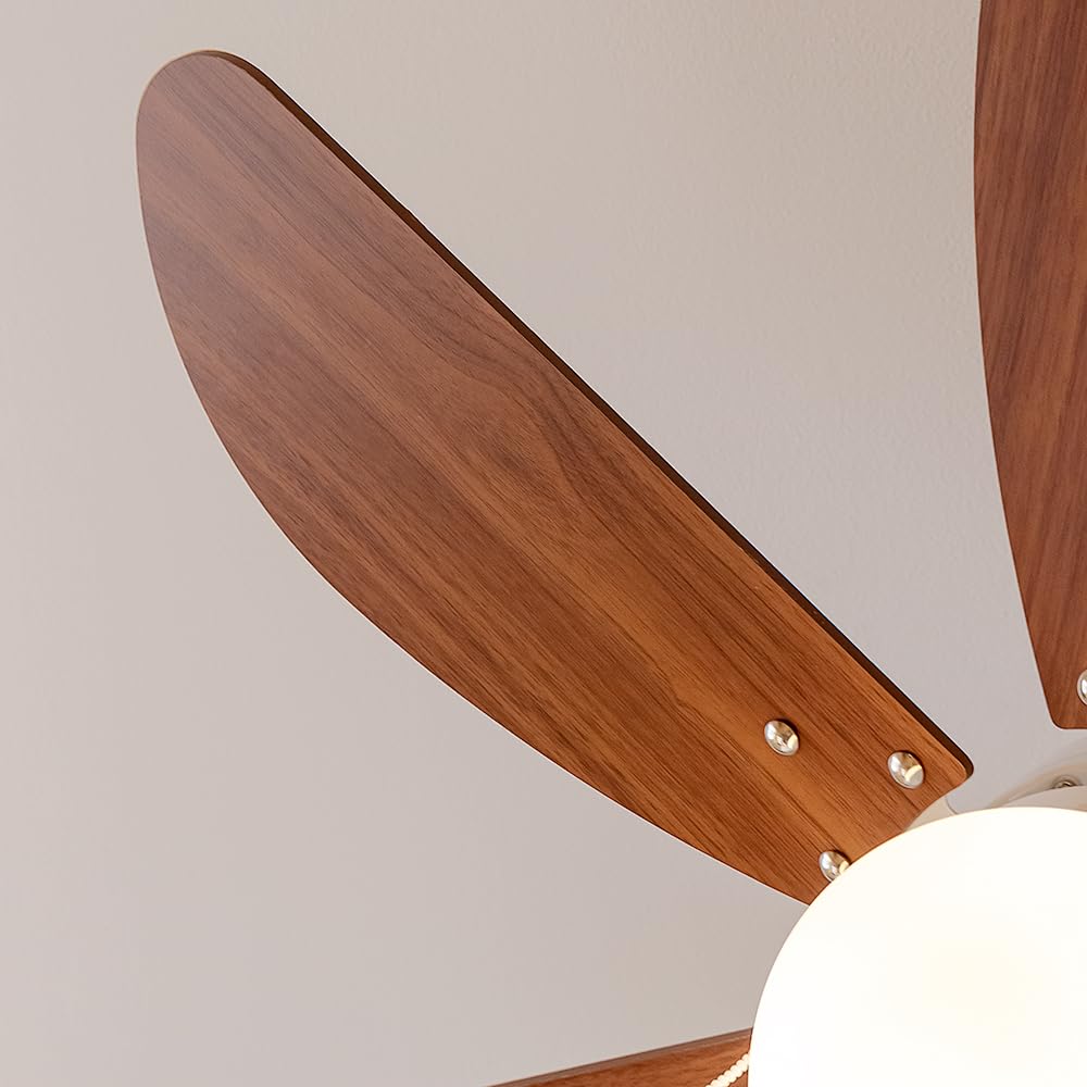 Cecotec Ventilatore da Soffito con Luce EnergySilence Aero 365 White&Wood. 50 W, diametro 92 cm, 3 velocità, 6 lame reversibili, modalità inverno-estate, utilizzo semplice, interruttore a catena