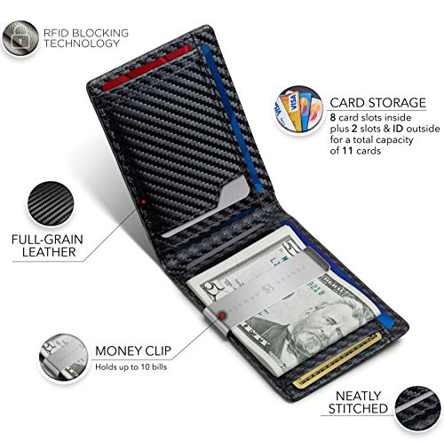 Serman Brands Money Clip Wallet - Mens Wallets Slim Front Pocket Rfid Blocking Card Holder Minimalist Mini Bifold  thumb #4
