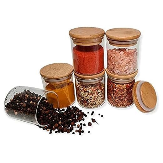 KIT DE 6 POTES DE MANTIMENTOS DE 200ML COM TAMPA DE BAMBU - OIKOS