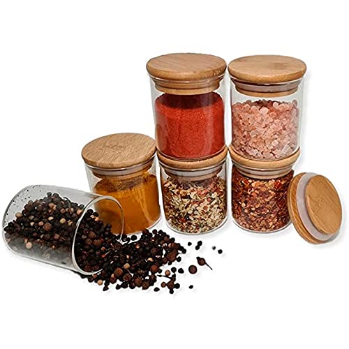 KIT DE 6 POTES DE MANTIMENTOS DE 200ML COM TAMPA DE BAMBU - OIKOS