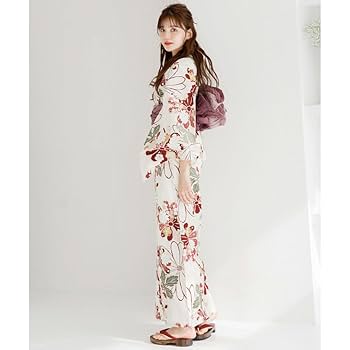 Amazon.co.jp: Dita 浴衣5点セット 京緋色の古典菊ディータ 高級