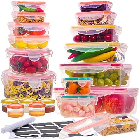 38 Pcs Large Food storage containers-2500ML to Sauces Box Stackable Kitchen storage bowls sets-BPA Free Leak proof Plastic food Storage Containers with lids airtight-Microwave freezer safe lunch boxes Cover