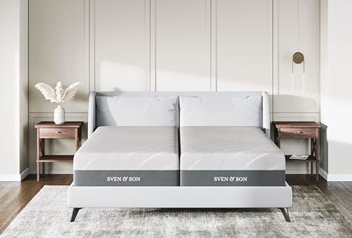 Sven & Son Split California King Mattress, Bed In A Box, 12" Luxury Cool Gel Memory Foam, Pressure Relief & Support, 10" Year Warranty, Designed In Usa (Split Cal King, Mattress Only 12" Medium) #TOP1