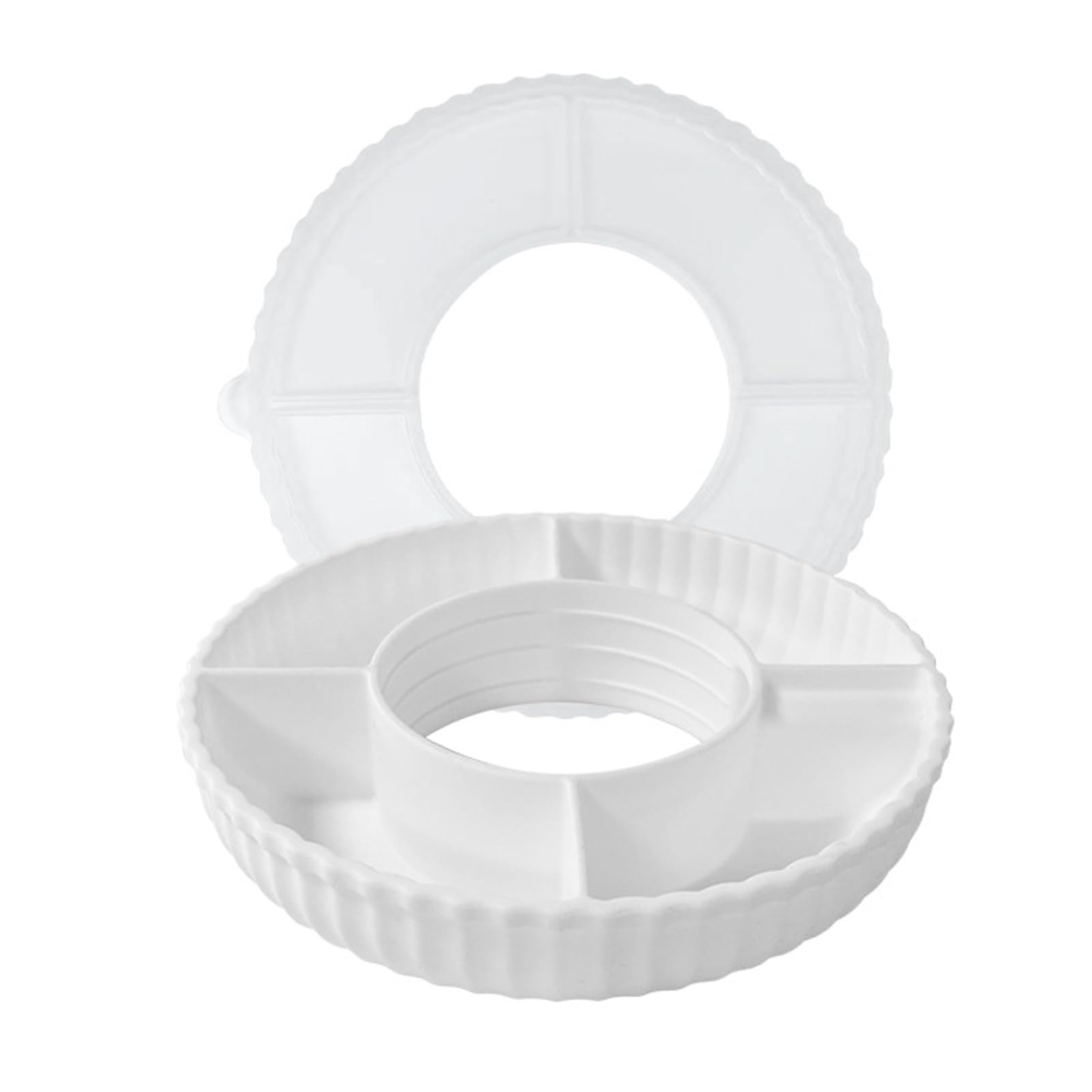 Amslsiu White Covered Snack Storage Tray Convenient Container For Cookies And Treats Divided Silicone Tray Reusable Snack Candies,