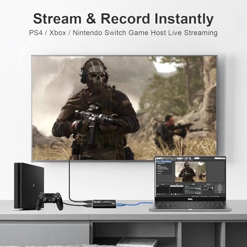 KGEAMP 4K HDMI Video Capture Card, USB3.0 1080P 60FPS Video Recorder, Nintendo Switch Capture Card for Streaming Gaming and Broadcasting (Black) - Image 3