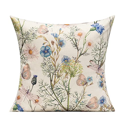 Vakado Outdoor Throw Pillow Covers Spring Summer Patio Furniture Porch Swing Garden Bench Cushion Covers Sunflower Pink Floral Outside Sunbrella Cases Flower Decorative 18X18 Set Of 4 For Chair Couch #TOP4