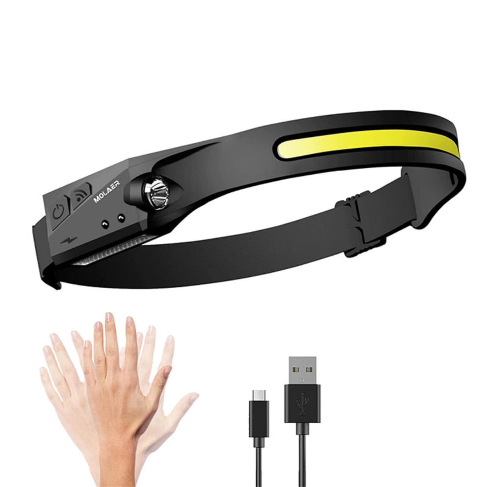Adventure Light 2.0 - Wiederaufladbar Stirnlampe, Kopflampe Headlamp Stirnlampen, Wasserdichte Mit, Bewegungssensor für Camping Joggen Angeln Reparatur Adventure (2 Stück)