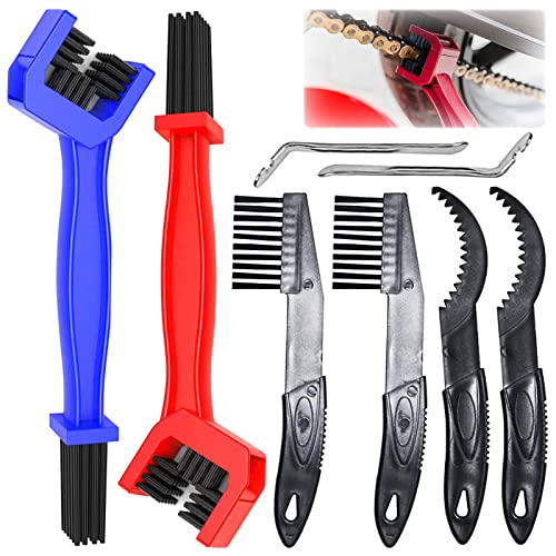 Fahrrad Reinigungsbürste 8 Stück FahrradKetten Motorrad-Ketten Reinigen Fahrrad Kettenreinigungsgerät Kit Ritzelbürste Bike Chain Cleaner Fahrradketten Reinigungsbürste für Mountainbike Rennrad Cover